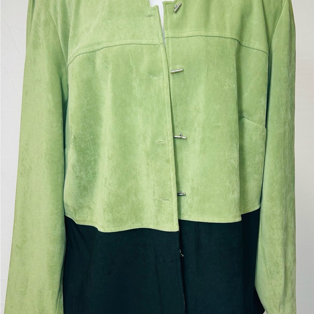 Vintage! D.G.I. WOMAN By DARIAN Size 14W Black/Green Feels Like Suede